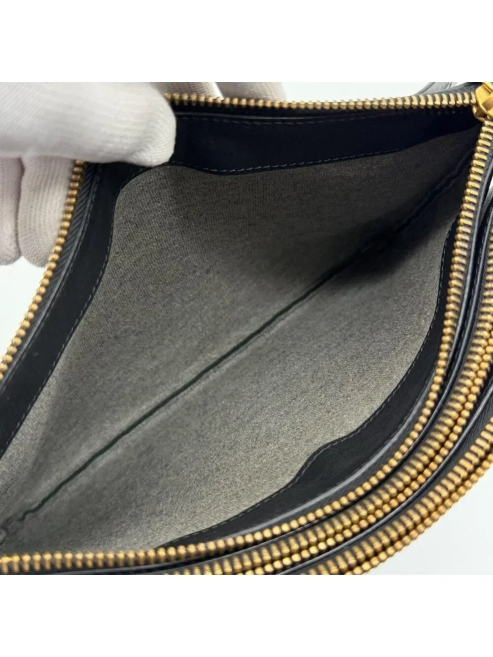 Celine Trio Large Shoulder Bag Black Leather Clutch